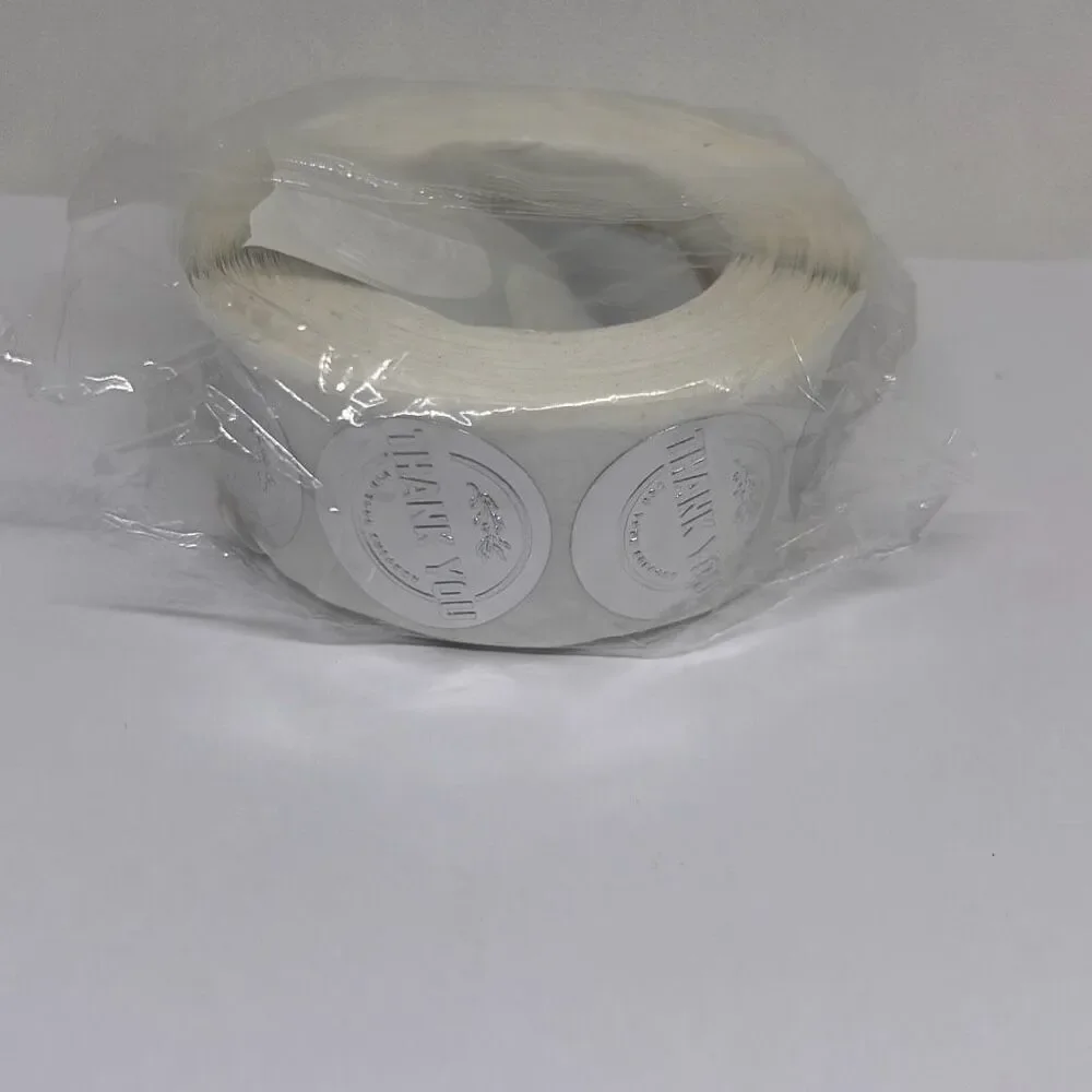 500 Pieces/roll 2.5CM Thank You For Ordering Sticker Gift Silver Label Stickers